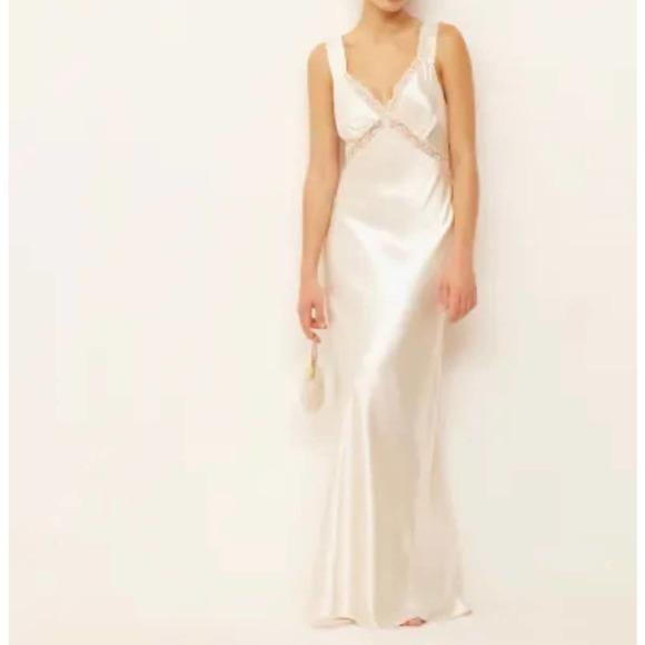 Reformation Chania Silk Dress Ivory NWT - Picture 9 of 10